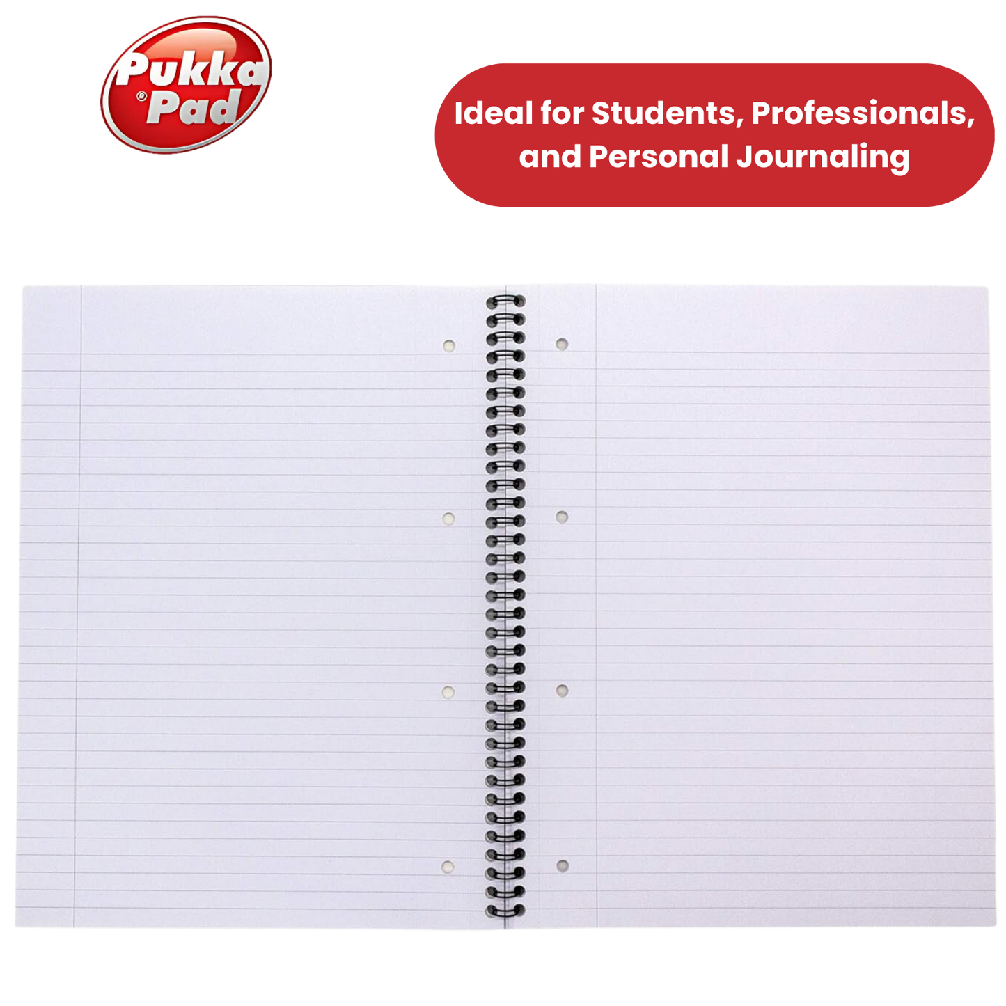 PUKKA WHITE A5 WIREBOUND PADS 200 page 80gsm (RULED/MARGIN) - PACK OF 1