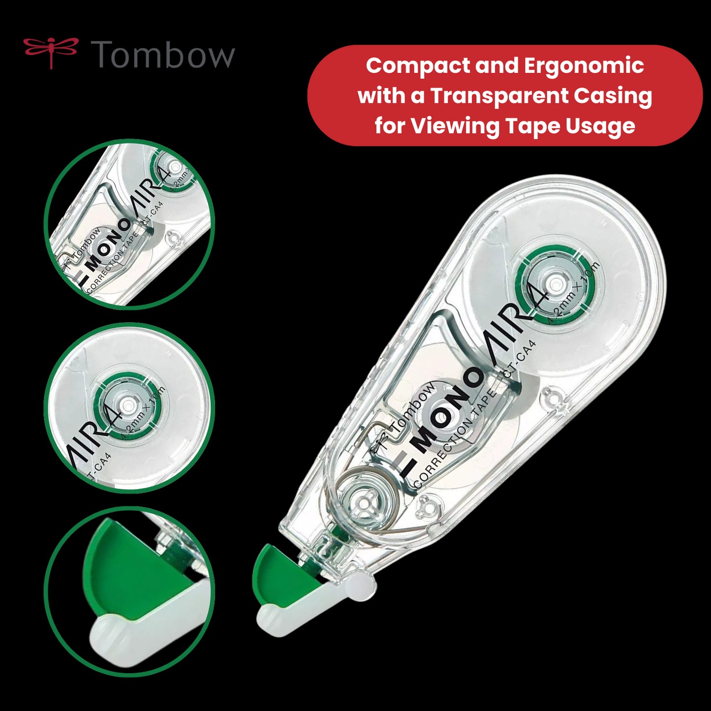 Tombow Mono Air Correction Tape 4.mm x 10m Pack of 3