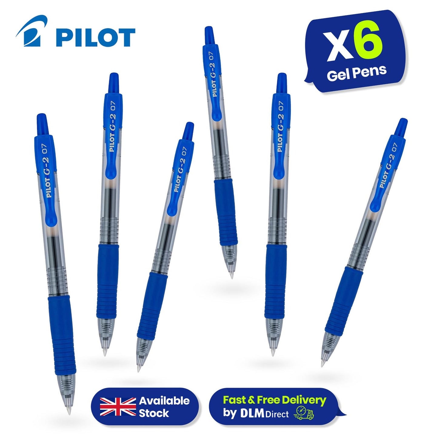 Pilot G-207 Retractable Gel Rollerball Medium Value Pack Blue (Pack of 6)