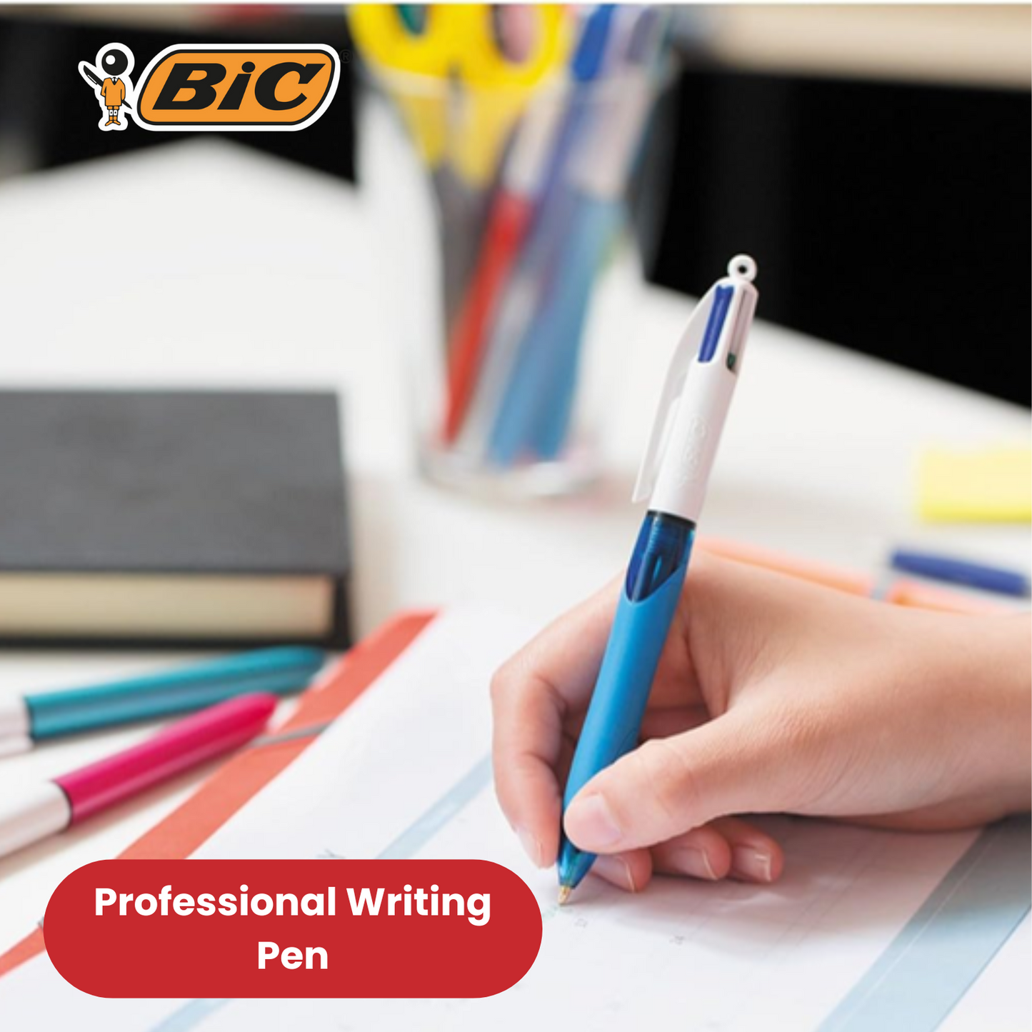 BIC 4 Colours Extra-Comfort Grip - Single Pen - 3 to 24