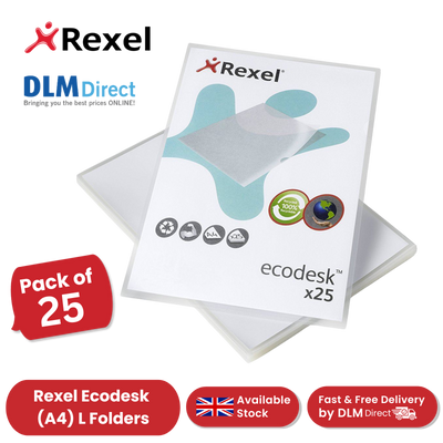 Rexel Ecodesk (A4) L Folders Pack of 25 Folders - 1 to 5 Packs