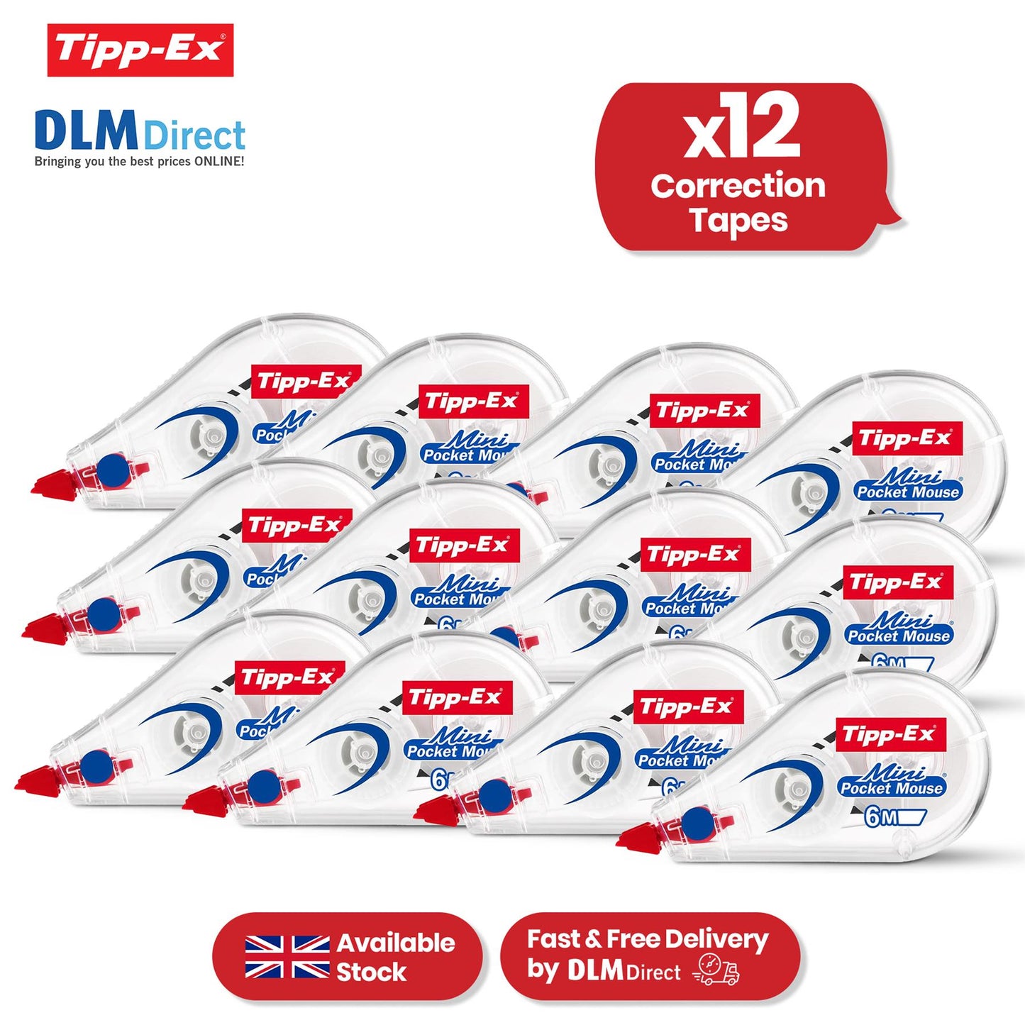 Tipp-Ex Mini Pocket Mouse Correction Tape - Quick Fix White Correction Roller for Students