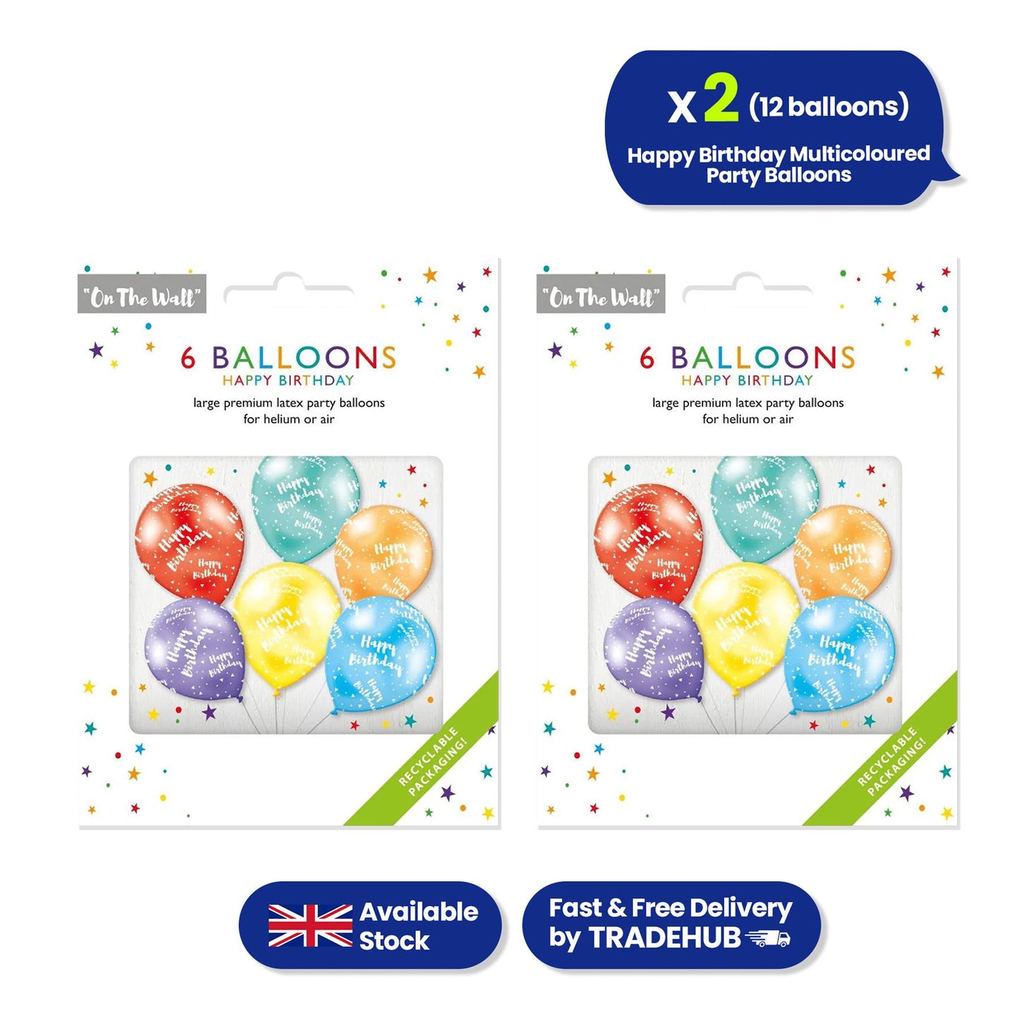 Happy Birthday Balloon - 12 Inch Assorted colour Latex Balloons, Set of 6