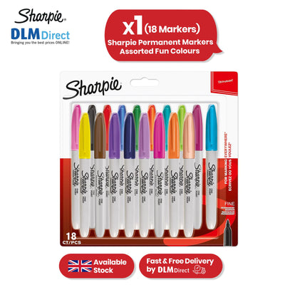 Permanent Marker Plastic Fine Point Multicoloured Marker for Writing Drawing & Sketching (Pack of 18)