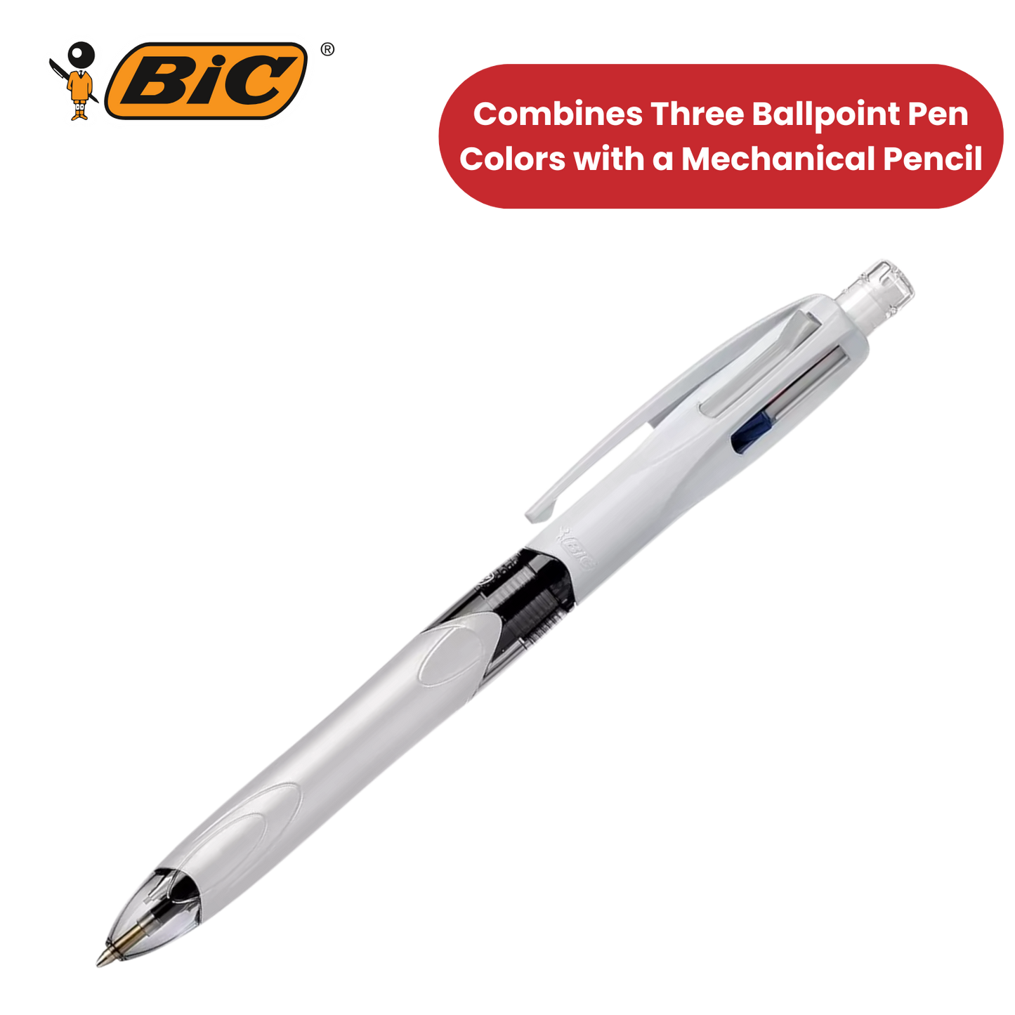 Bic 4 Colours Combination Medium Ballpoint Pen + Medium Mechanical Pencil