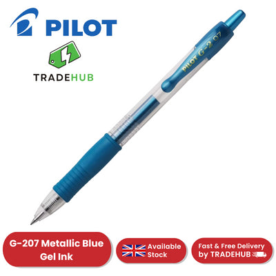 Pilot G-207 Retractable Gel 0.7 mm Medium Point Rollerball Pen - Metallic Blue