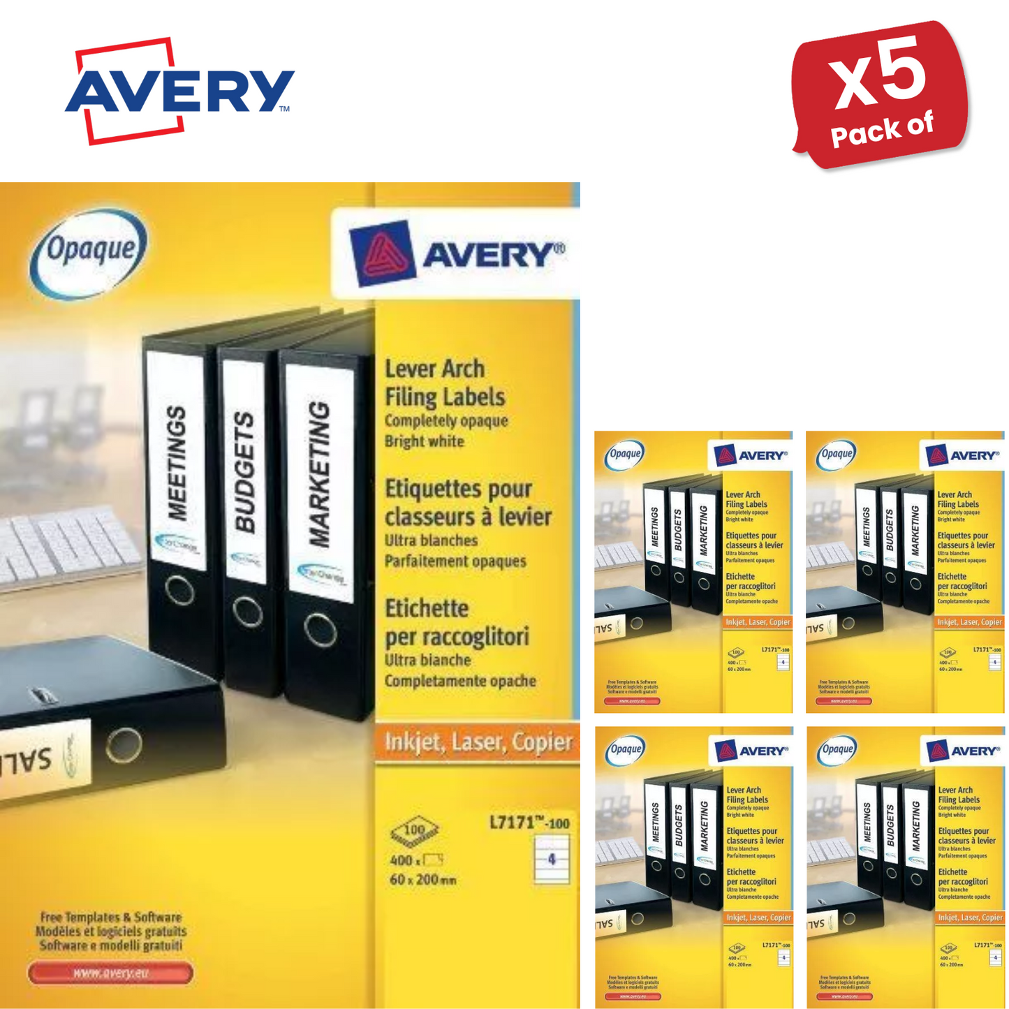 AVERY L7171-100 QUICKPEEL WHITE LASER ADDRESSING LABELS 63.5X38.1MM 100 - 1 to 5