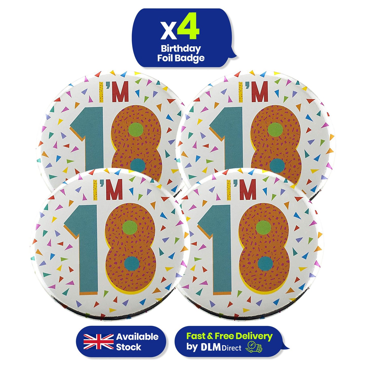 Silver 18th Birthday Badge 8.5cm Age Badge for Party Outfit and Celebrations