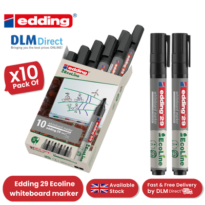 edding 29 Ecoline whiteboard marker - black - box of 10 whiteboard pens - 2-36