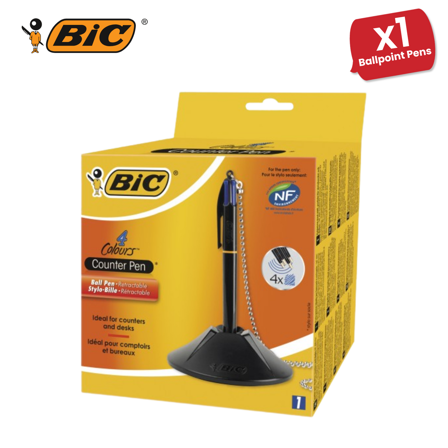 BIC 4 Colours Counter Pen Ballpoint Pen Blue 1 Box