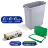 DURABIN 60L Grey Bin Set and Green Hinged Lid with Paper Slot & 25x 110L Bin Bags