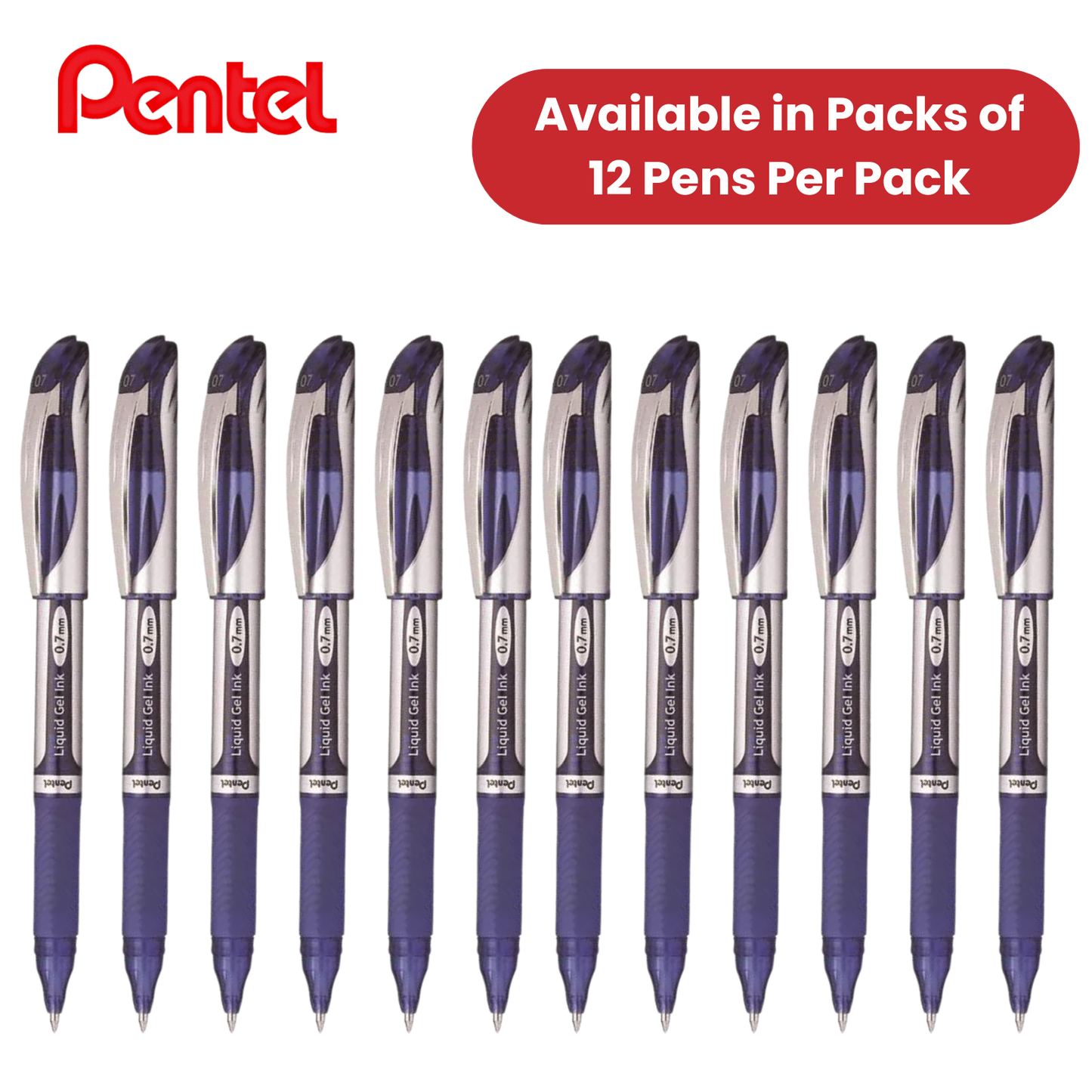 PENTEL ENERGEL XM METAL TIP RBALL BLUE - Pack of 12 - 1 to 5 Packs