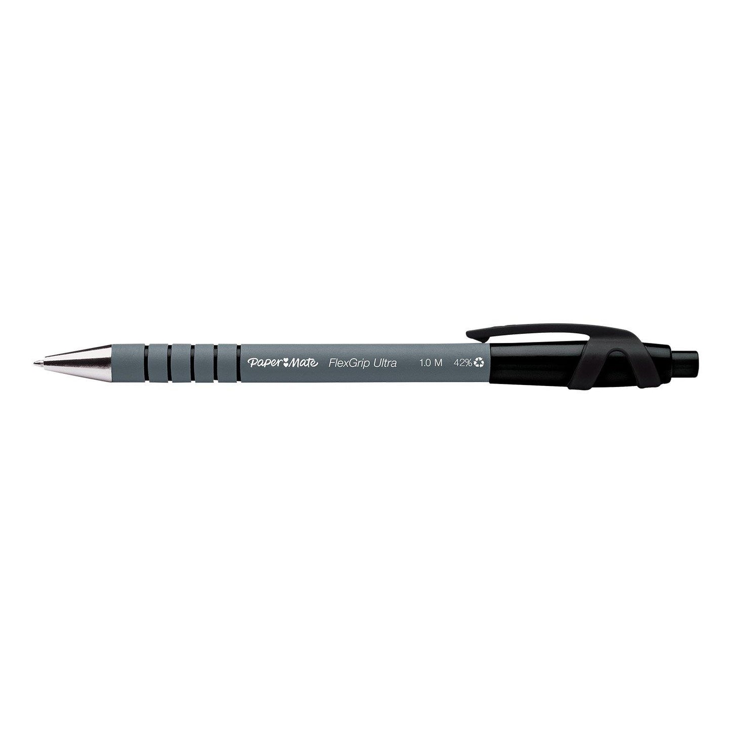 PAPERMATE FLEXGRIP BALLPOINT PEN MEDIUM BLACK - PACK OF 12 X2