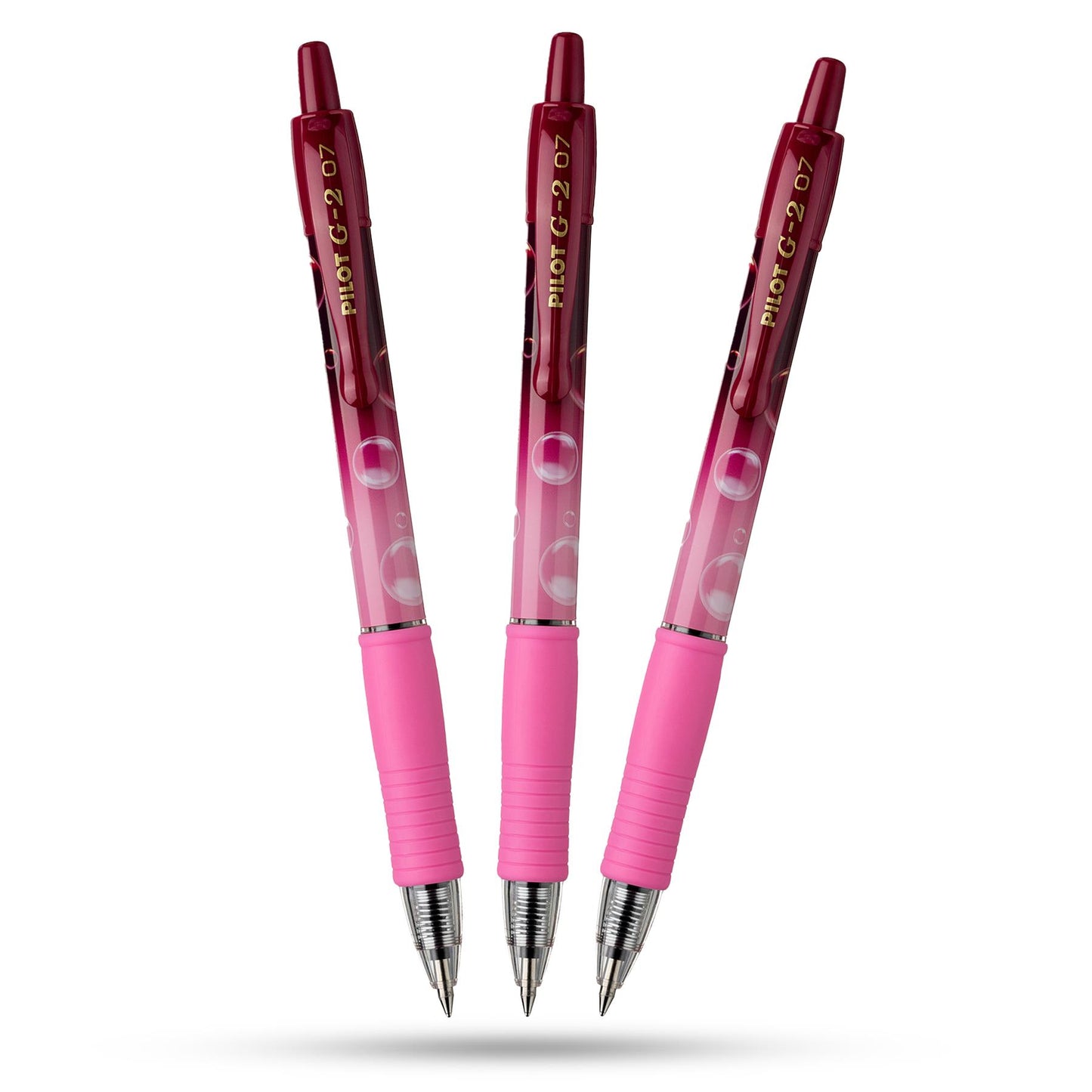 Pilot G2-07 - Bubbles - Pink - Blue Ink - Pack of 3