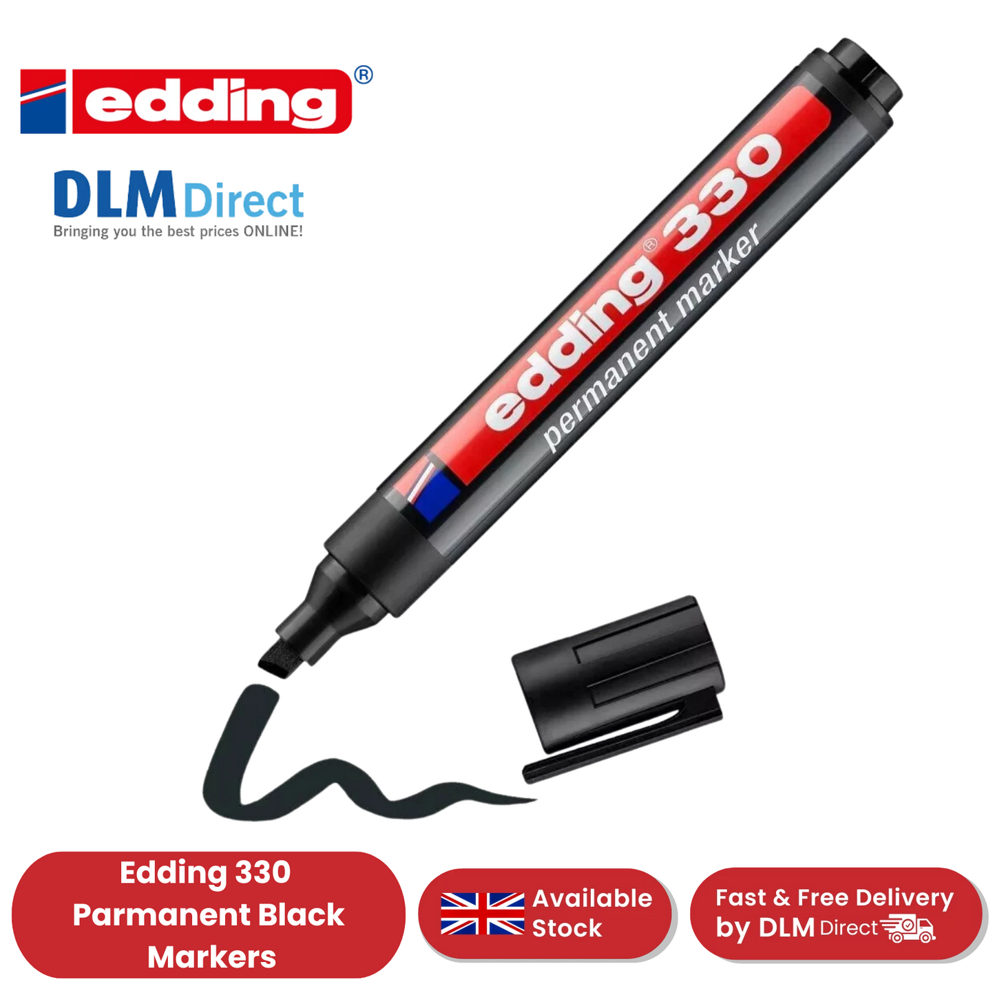 Edding 330 Permanent Multi Marker Chisel Tip 1-5mm Waterproof Quick-Drying Black
