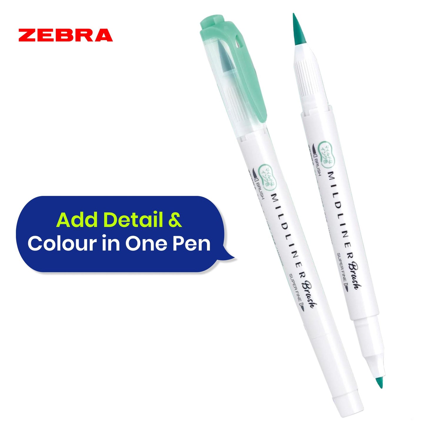 Zebra Dual Tip Brush Pens Mildliner Set of 5 Markers with Bullet and Brush Tips for Art and Journaling