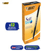 BIC Soft Feel Ballpoint Pens Black Pack of 12 Medium Tip Retractable Grip Pens