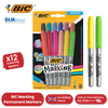 BIC PERMANENT MARKERS FINE ASSORTED - PACK OF 12