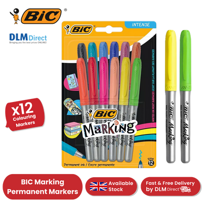 BIC PERMANENT MARKERS FINE ASSORTED - PACK OF 12