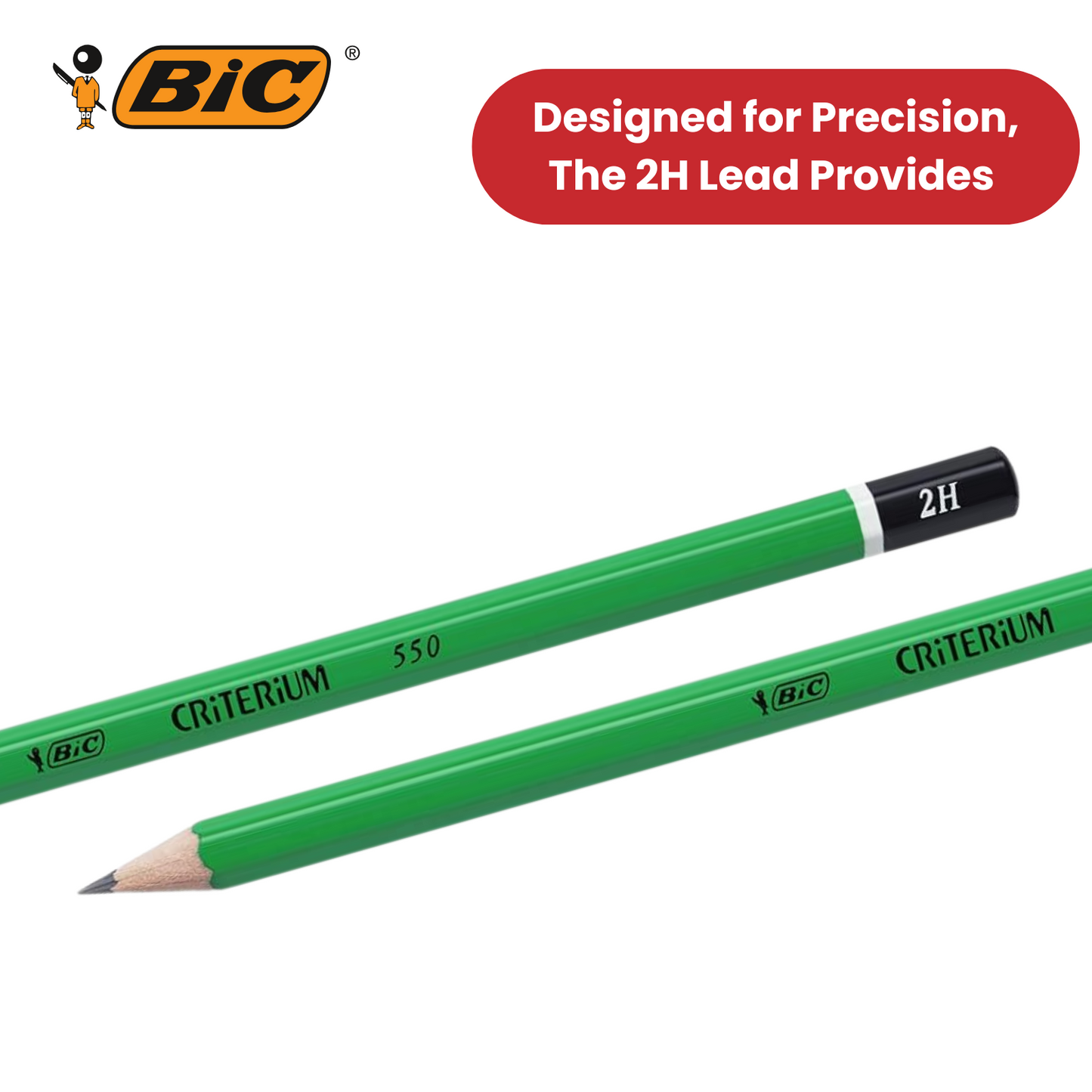BIC Criterium 550 2H Hexagonal Pencils (Box of 12), black - Pack of 1 to 5