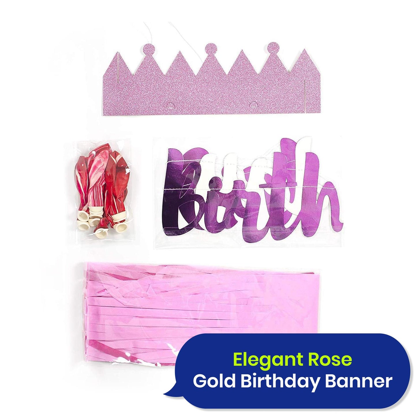 Rose Gold Birthday Banner 1.5m Party Decoration for Women and Girls