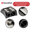 Swordfish Blinc Blinc Double-Hole Zinc Pencil Sharpener, Smooth & Stylish Black