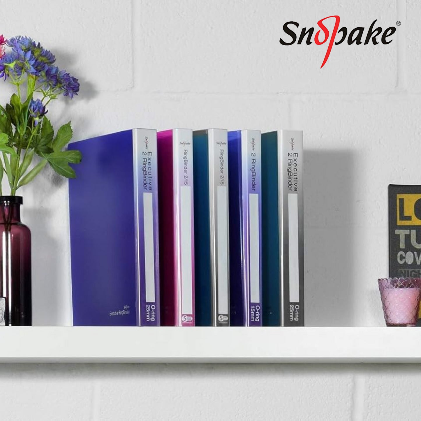 Snopake 2-Ring 25mm A4 Electra Binders Assorted Colors, Durable & Stylish x10