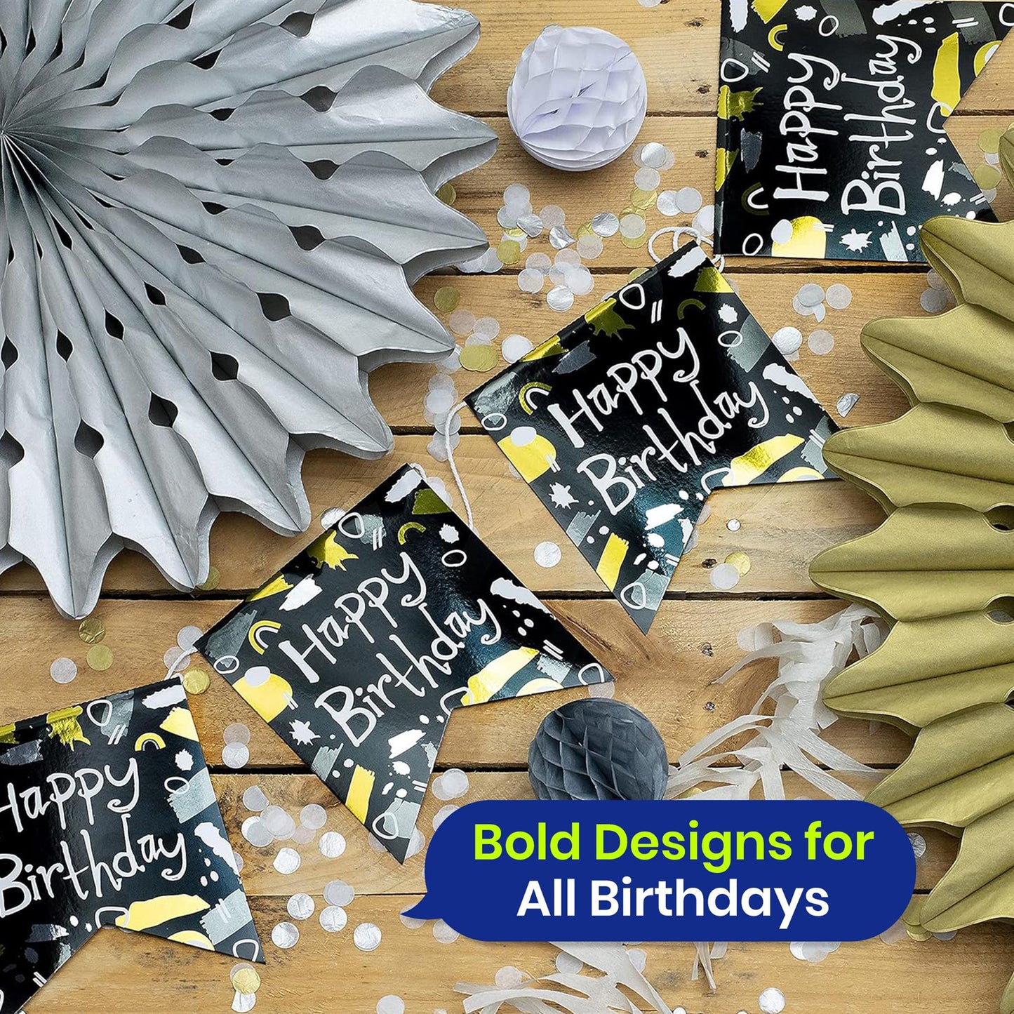 Balloon Garland Kit with Banner and Bunting for Bright Birthday Party Decor