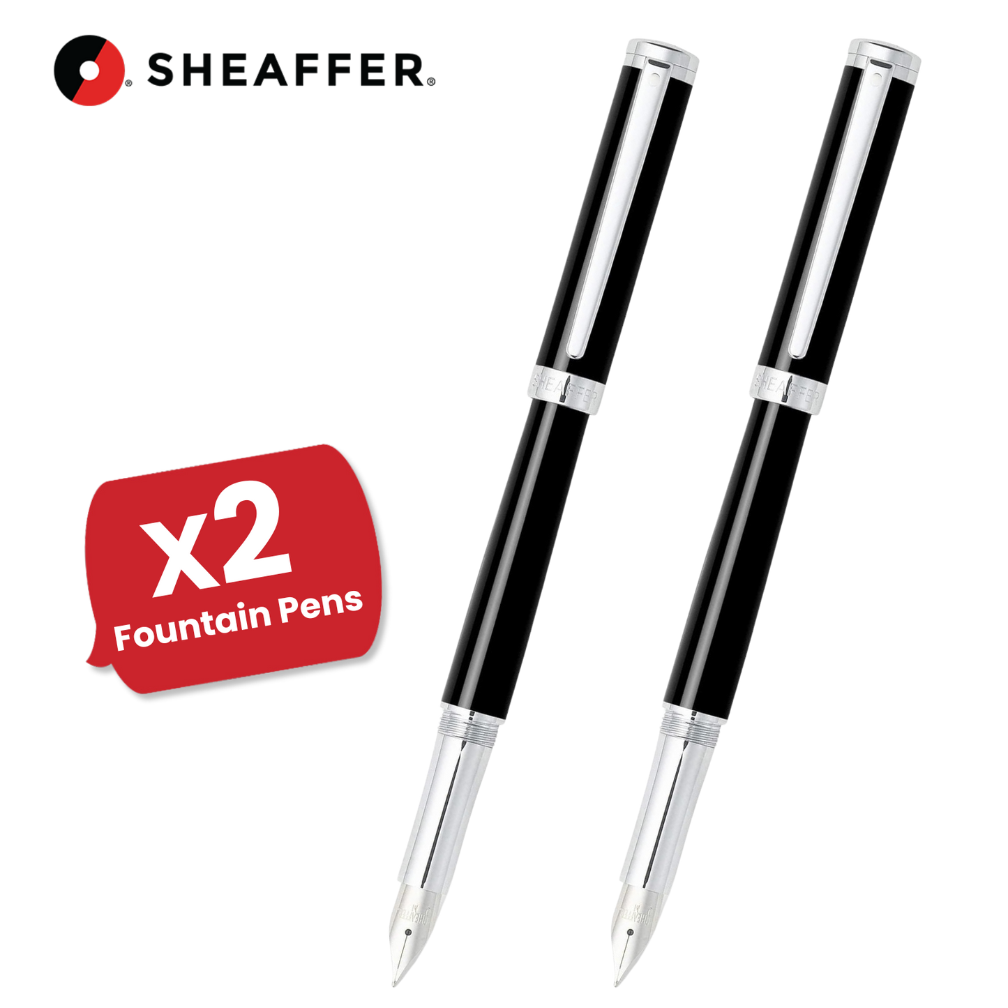 Sheaffer Black Intensity Onyx Fountain Pens Chrome Trim & Medium Nib - 1-5 Packs
