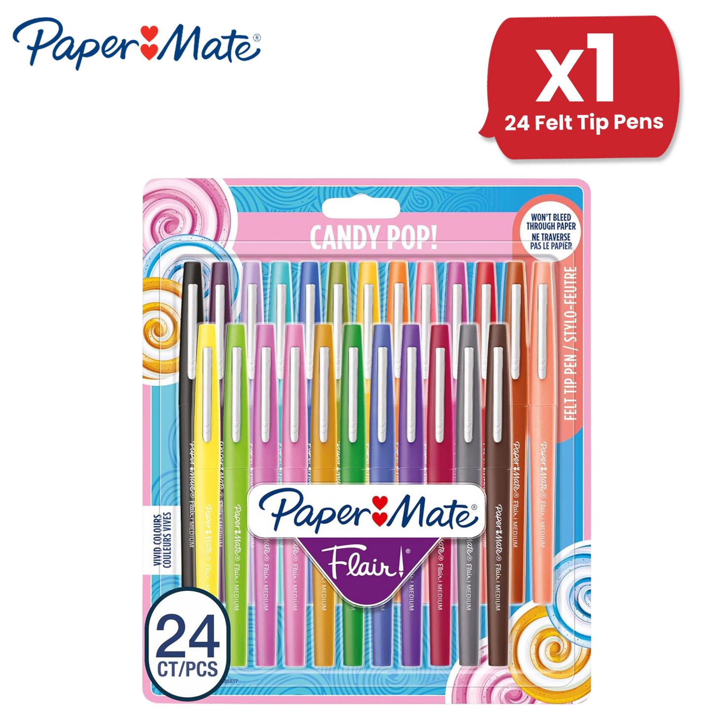 Papermate Flair - Candy Pop - Pack 24