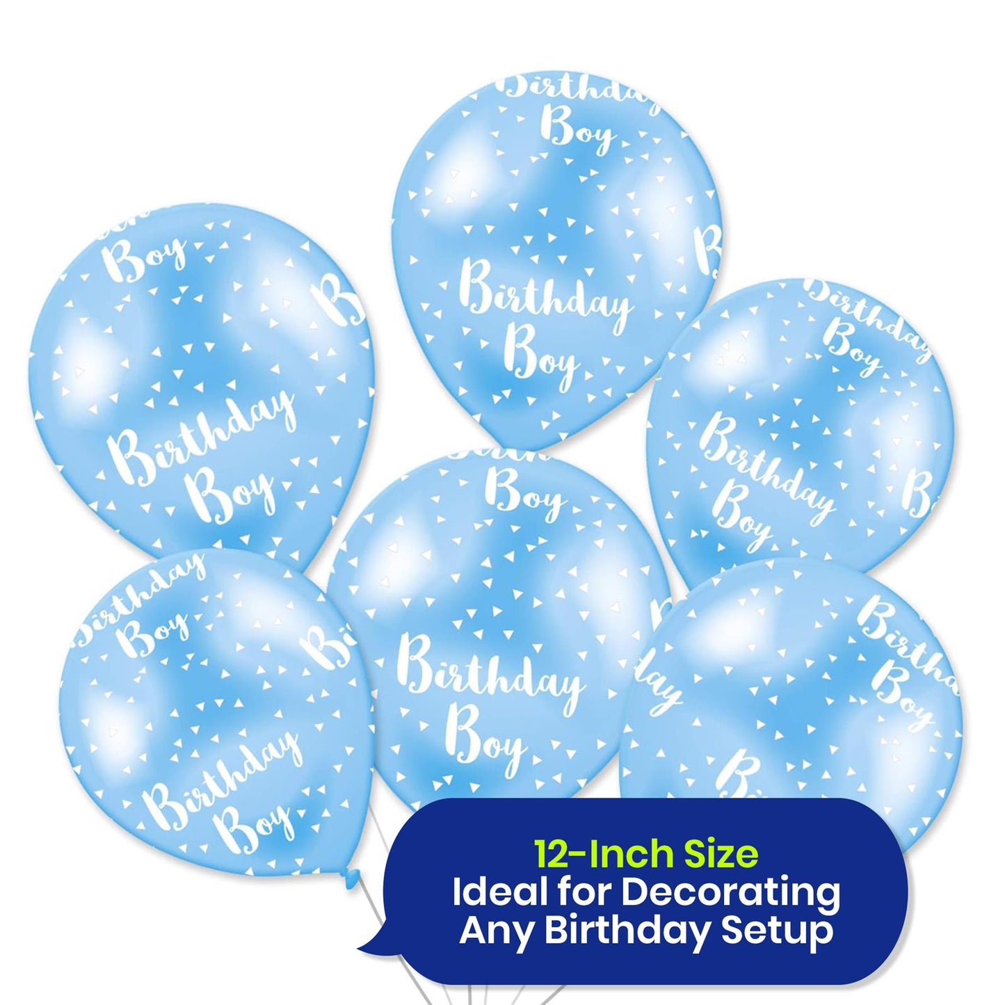 Birthday Boy Blue 12-inch Latex Party Balloons Variation