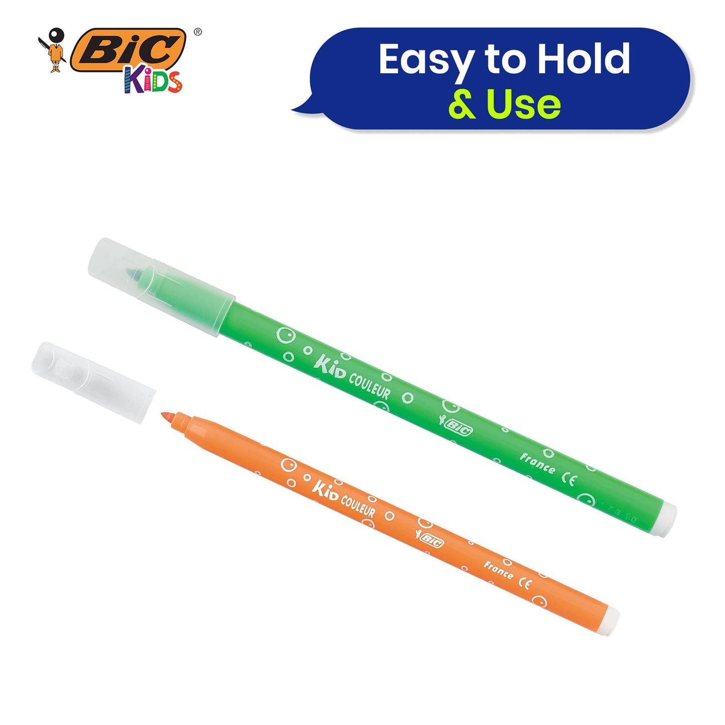 BIC Kids Kid Couleur Felt Medium Blocked Tip Colouring Pens - Pack of 12