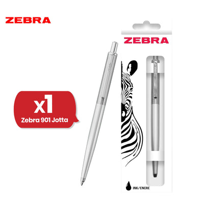 Zebra Ballpoint, Stainless Steel Retractable Pen Refillable Fine Point Biro for Presentation, Meeting & Assignments-Silver
