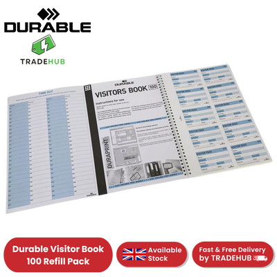 Durable Visitor Book 100 Refill Pack - 100 Perforated 90 x 60 mm Visitor -1 to 5
