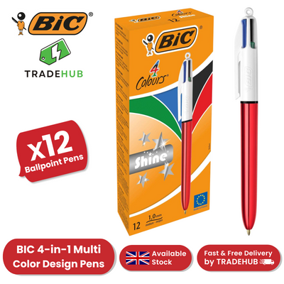 Bic 4 Colour Shine - Red - Pack of 12