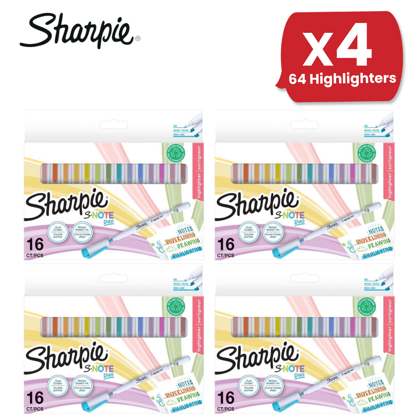Sharpie S Note Duo Twin Tip Asst PK16