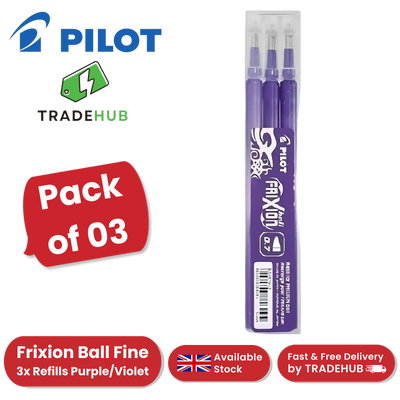 Pilot FriXion Pen Refills Purple/Violet - (Pack of 3) 0.7mm Fine Tip Erasable