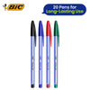 Bic Cristal Soft Ballpoint Pens Medium Tip (1.2 mm) Assorted Colours, Pack of 15 + 5,Black / Blue / Red / Green