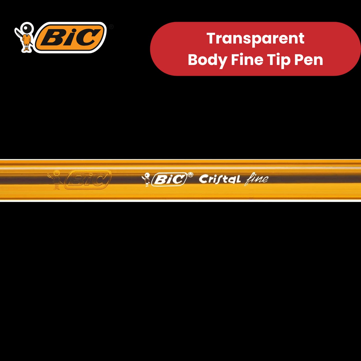 BIC CRISTAL FINE BALL POINT PEN BLACK - PACK OF 50