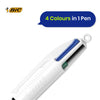 BIC 4 Colours Shine Ballpoint Pens Pack of 3 with Medium 1.0mm Tip and Multicolour Retractable Ink