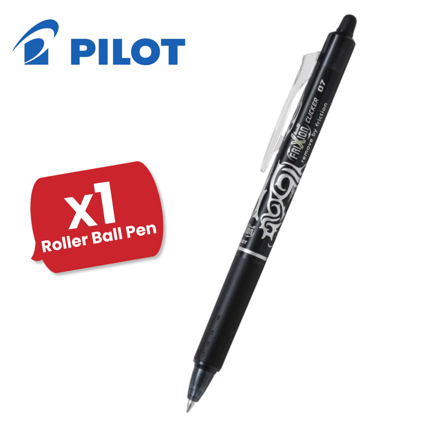 Pilot Frixion Clicker Retractable Erasable 0.7mm Tip - Black - Single