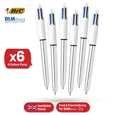 Bic 4 Colour Shine Silver - Pack of 6