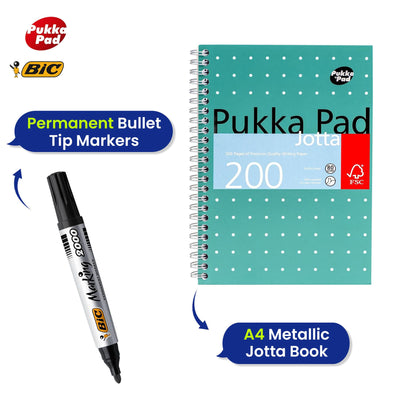 Pukka A4 Wirebound Notebooks with 200 Pages 3-Pack - BIC Marking 2000 Black Permanent Marker 3x