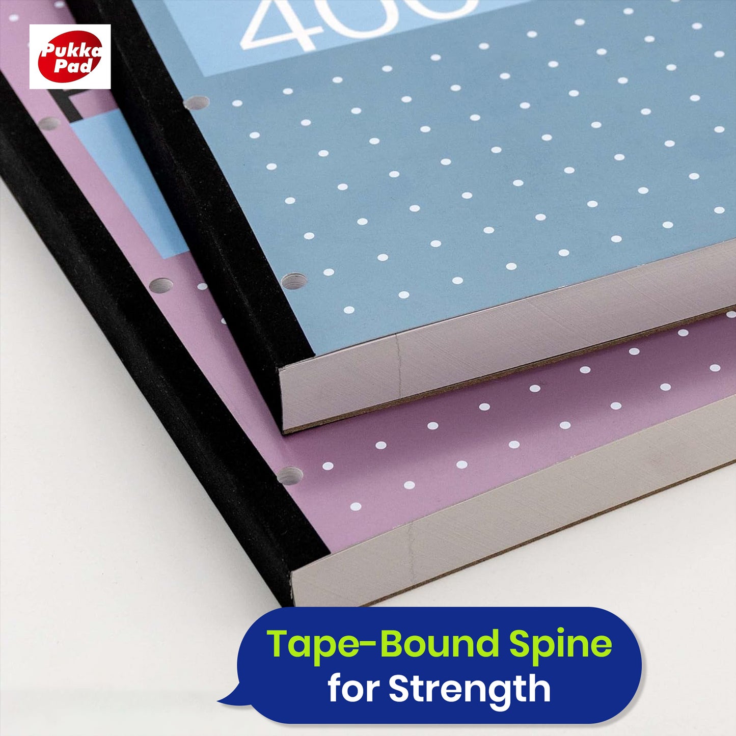 Pukka Pad A4 Refill Notepad with 400 Pages of 80GSM Paper, ,Blue,White,Pink,Silver - Pack of 5