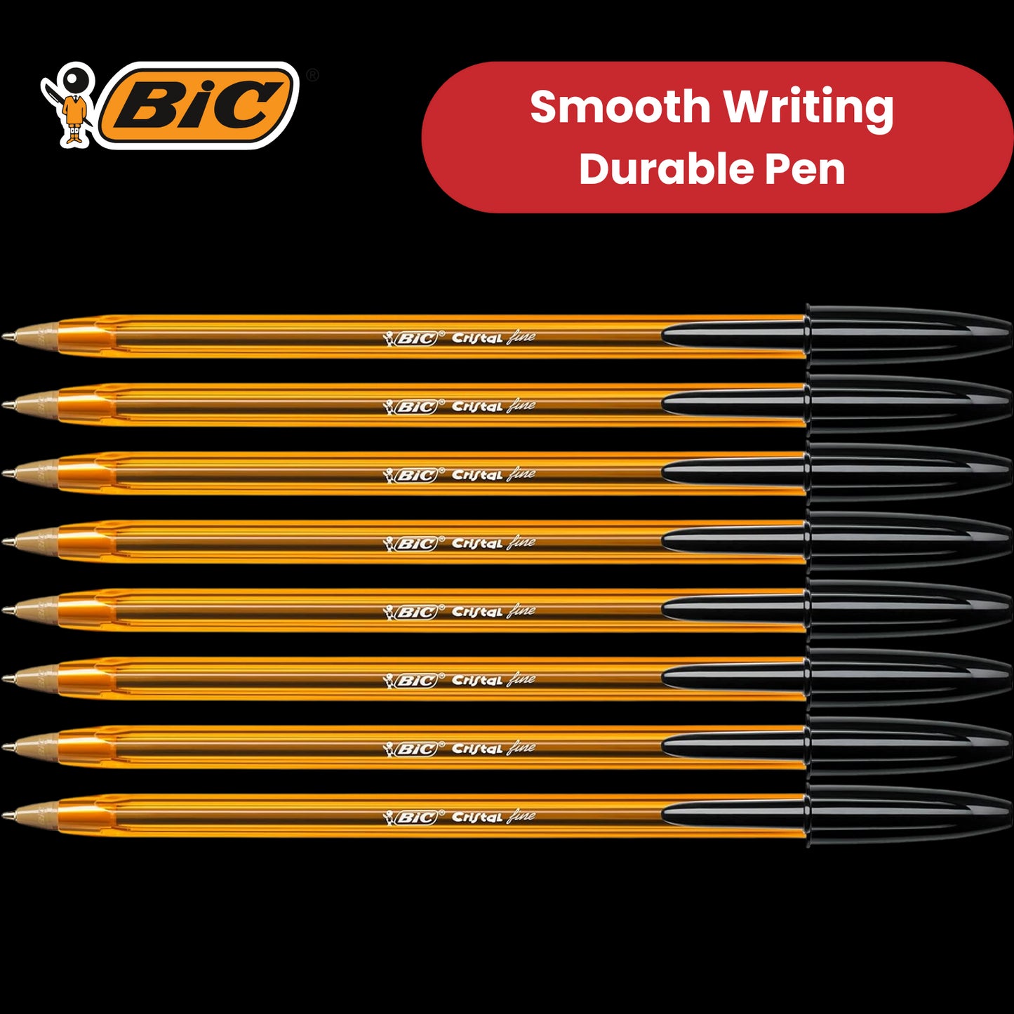 BIC CRISTAL FINE BALL POINT PEN BLACK - PACK OF 50