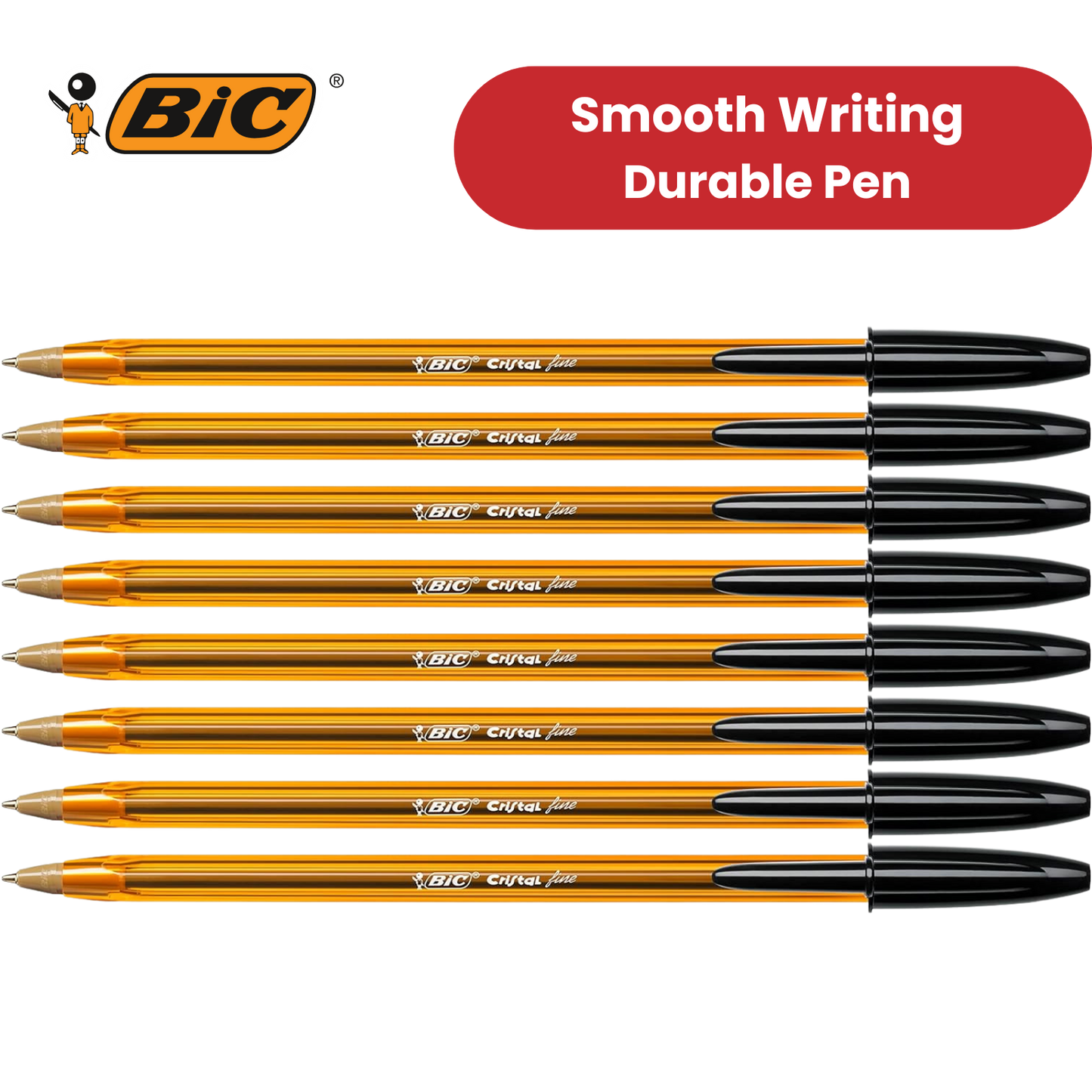 BIC CRISTAL FINE BALL POINT PEN BLACK - PACK OF 50 - 1 to 5 Packs