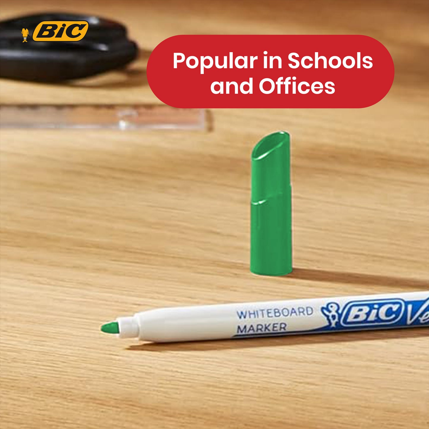 BIC Velleda Whiteboard Marker Plastic Bullet Tip Dry Erase Pen Erasable Green Ink Marker for Office Meeting & Classroom  (Pack of 24)