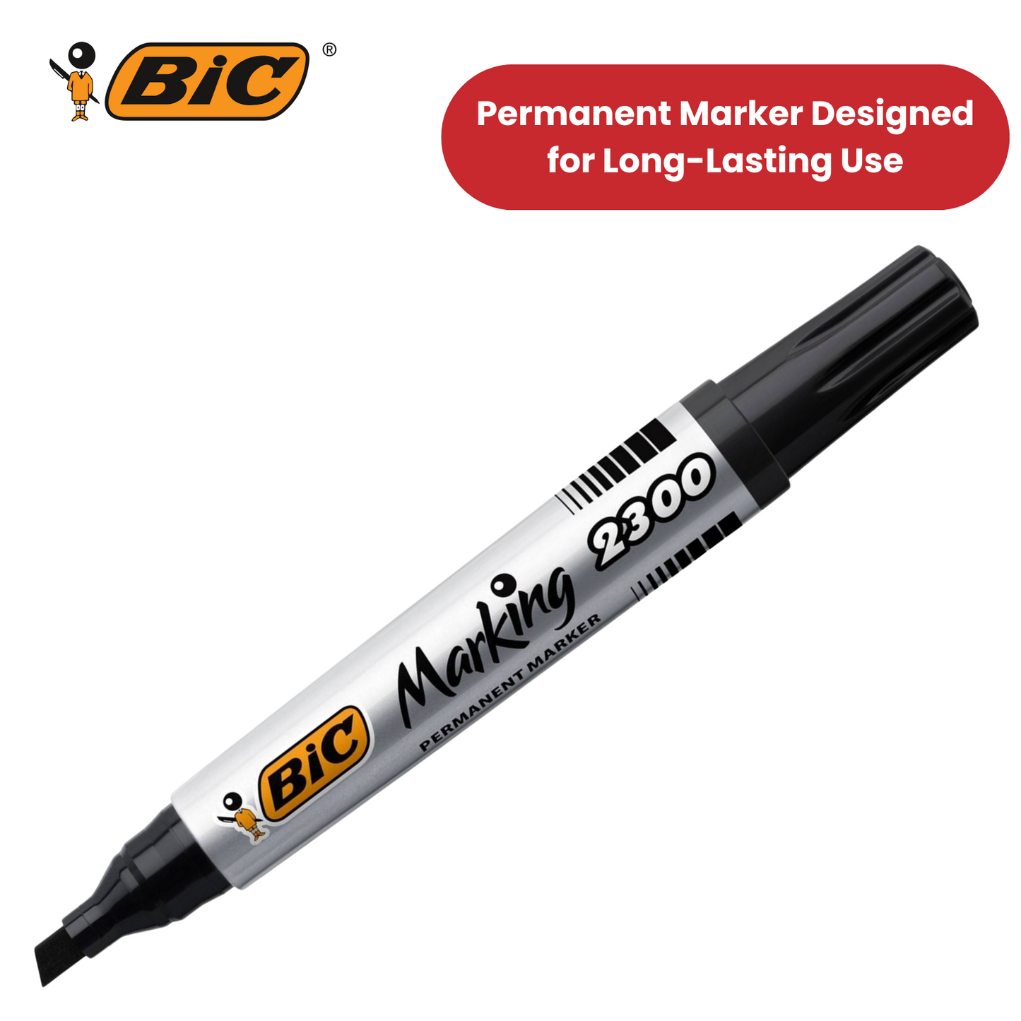 Bic 2300 Permanent Black Chisel Tip Marker - Single Pen