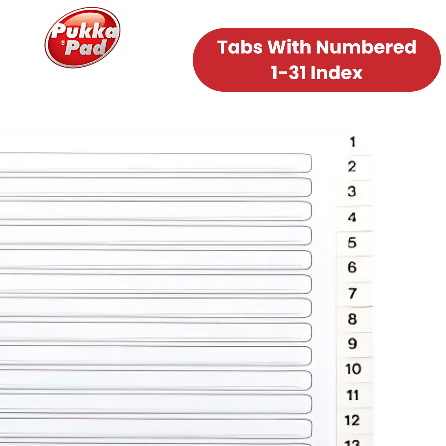 Pukka Concord A4 1-31 Index Recycled Multi-Punched File Tabs Office Organizer