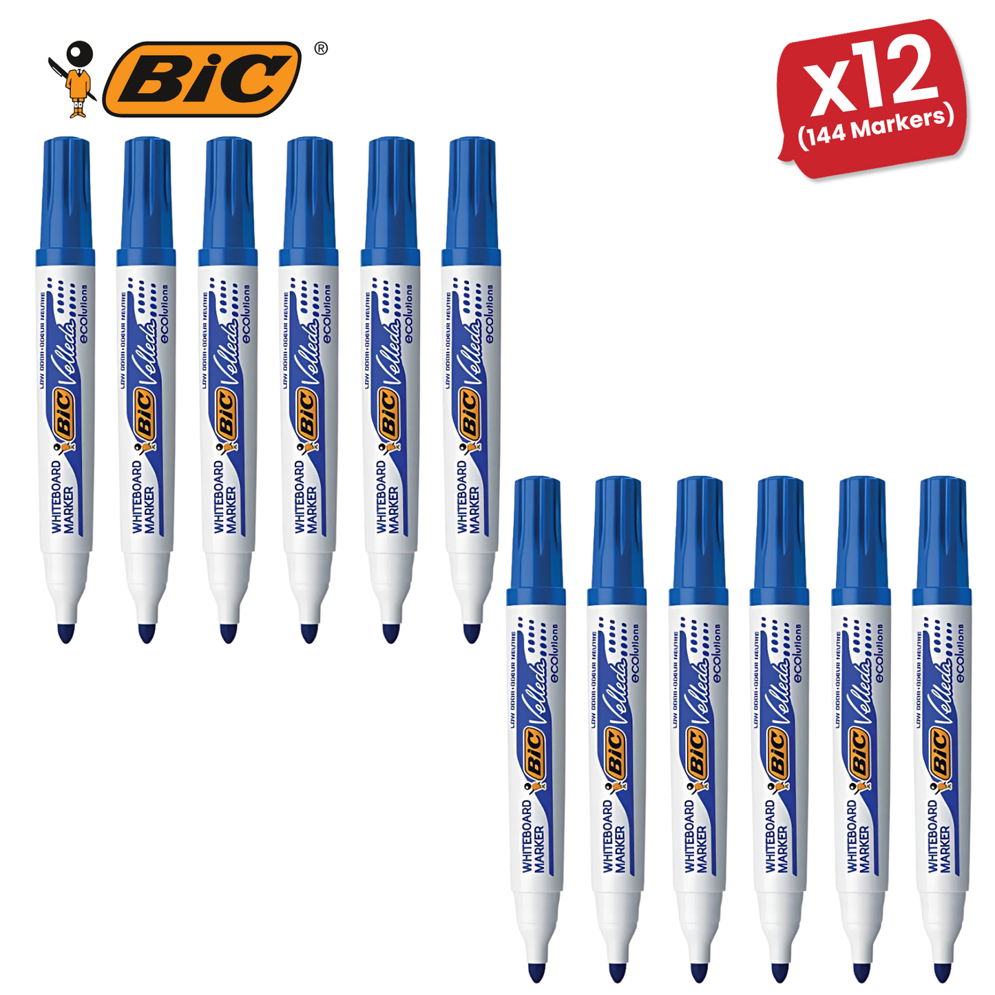 BIC Velleda 1751 ECOlutions Whiteboard Markers Green - Box of 12 BIC VELLEDA MARKER 1701 BLUE - PACK OF 12